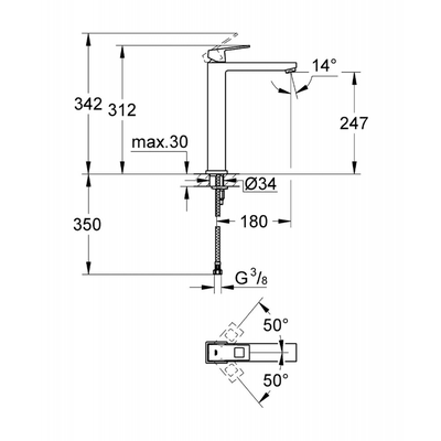 Vòi chậu Grohe 23406000 Eurocube nóng lạnh