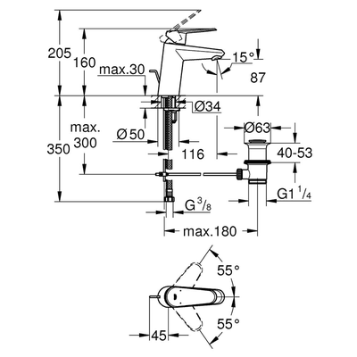 Vòi chậu Grohe 33190002 Eurodisc Cosmo nóng lạnh