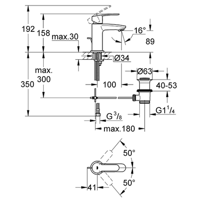 Vòi chậu Grohe 23037002 Eurostyle Cosmo nóng lạnh