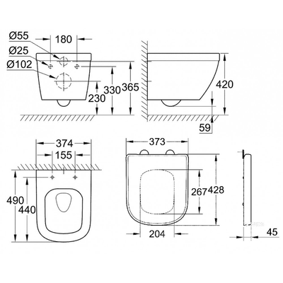 Bồn cầu Grohe 3920600H + 39458000 Euro Ceramic treo tường