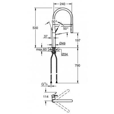 Vòi bếp 30294000 Essence New Grohe nóng lạnh