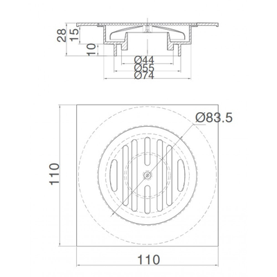 Phễu thoát sàn INAX PBFV-600 bằng thép-copy-copy