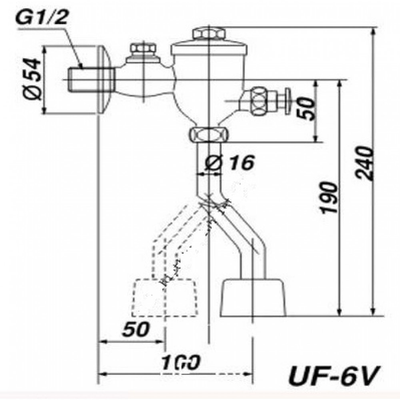 Van xả bồn tiểu INAX UF – 6V ống cong kiểu xả nhấn