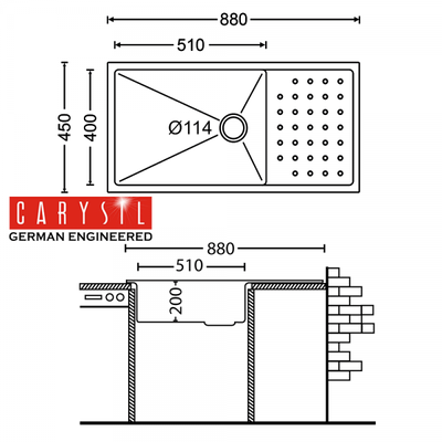 Chậu rửa chén inox carysil IP-D100