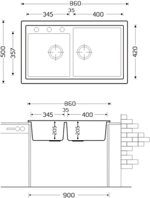 Chậu rửa chén Carysil VIC3 làm từ bột đá granite