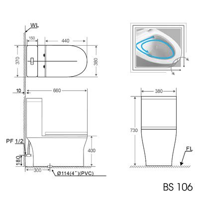  Bồn cầu 1 khối BASIC BS106 nắp đóng êm