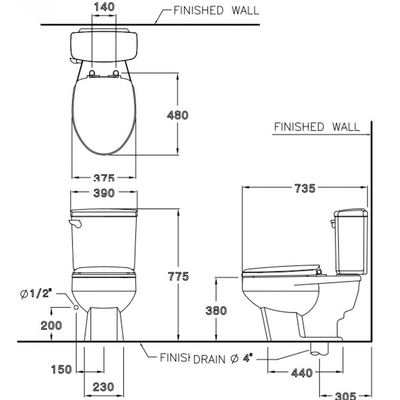 Bồn cầu 2 khối Cotto C1163 nắp đóng êm Vadoria