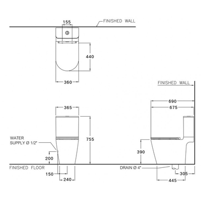 Bồn cầu 2 khối Cotto C125117 nắp đóng êm Simply Connect