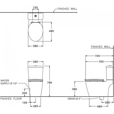 Bồn cầu 2 khối Cotto C167507 nắp đóng êm Dual Flush