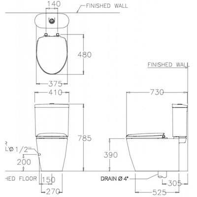 Bồn cầu 2 khối Cotto C16817 nắp đóng êm 3x3 E1