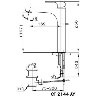 Vòi lavabo COTTO CT2144AY nóng lạnh thân cao