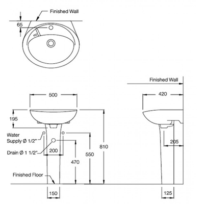 Chậu lavabo Cotto C013/C404 chân dài Kensington 20