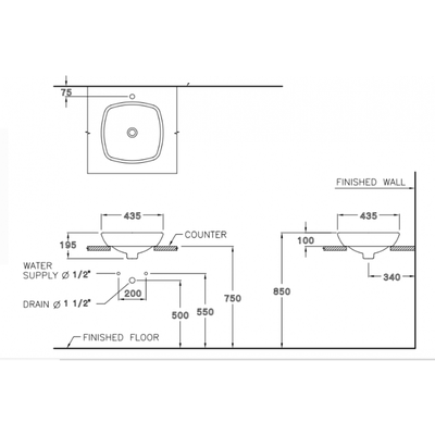 Chậu lavabo Cotto C0003 đặt bàn Tess