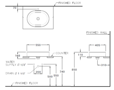 Chậu lavabo Cotto C001017 đặt bàn Simply Modish 