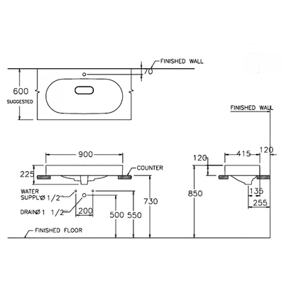 Chậu lavabo Cotto C002517đặt bàn Olix 90