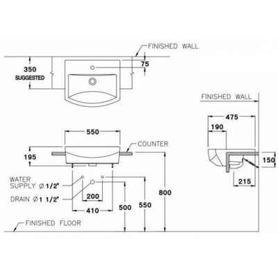 Chậu lavabo Cotto C02427 bán âm bàn