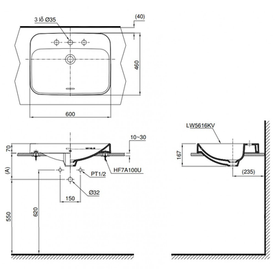 Chậu rửa lavabo TOTO LT5616 đặt bàn