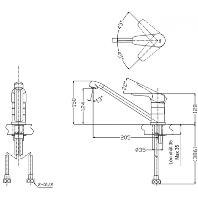 Vòi bếp TOTO TTKC301F nóng lạnh