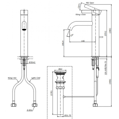 Vòi chậu lavabo TOTO TLG11303V gật gù nóng lạnh