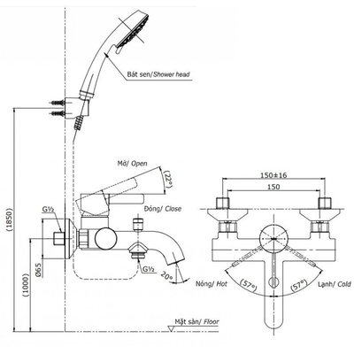 Sen tắm TOTO TBG11302V/TBW01008A nóng lạnh