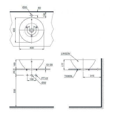 Chậu rửa lavabo TOTO LT523S đặt bàn