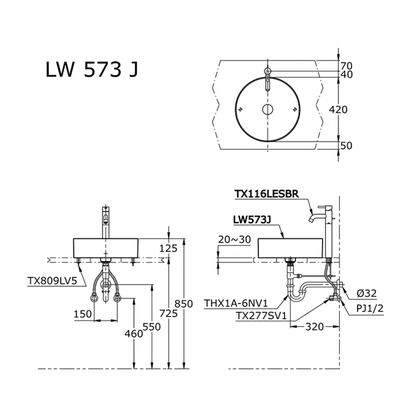 Chậu rửa lavabo TOTO LW573JW/F đặt bàn