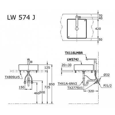 Chậu rửa lavabo TOTO LW574JW/F đặt bàn