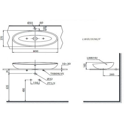 Chậu rửa Lavabo TOTO LW819JW/F đặt bàn