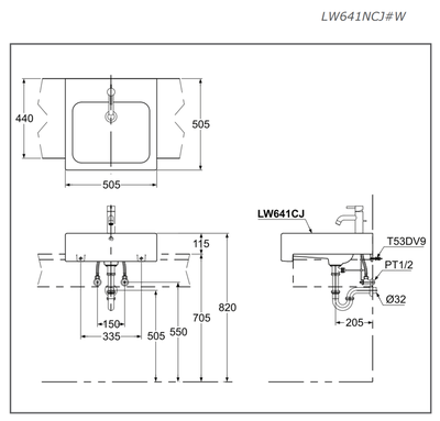 Chậu rửa Lavabo TOTO LW641NCJW/F bán âm bàn