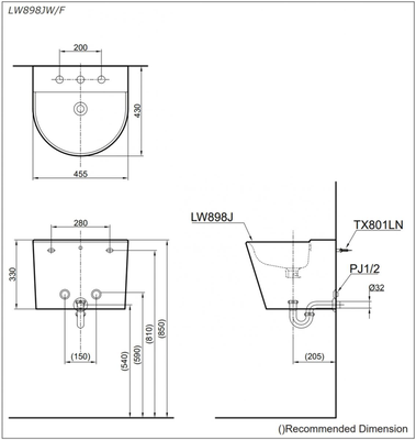 Chậu rửa Lavabo TOTO LW898JW/F treo tường