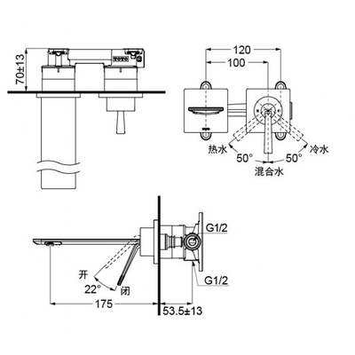 Vòi chậu TOTO TLP02309B nóng lạnh gắn tường