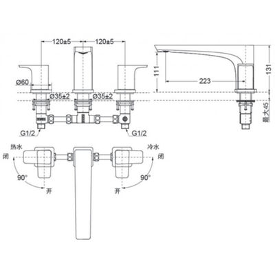 Vòi xả bồn tắm TOTO TBP02201B 3 lỗ-copy-copy-copy