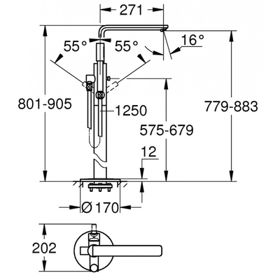 Vòi bồn tắm Grohe 23792001 + 29086000 đặt sàn Lineare