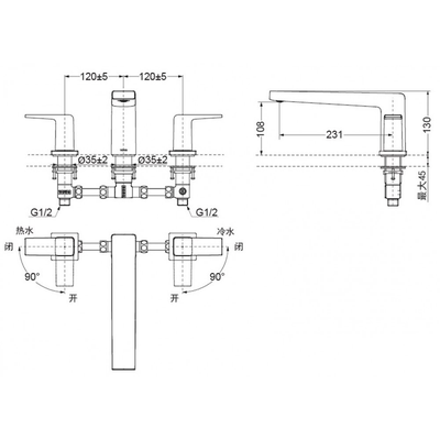 Vòi xả bồn tắm TOTO TBG10201B 3 lỗ GB