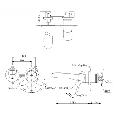 Vòi chậu Lavabo TOTO TLG01310B nóng lạnh GO