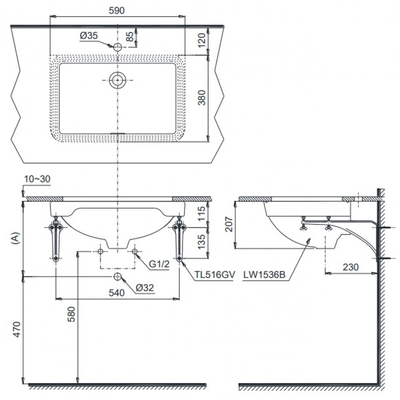 Chậu rửa Lavabo TOTO LW1536V/TL516GV