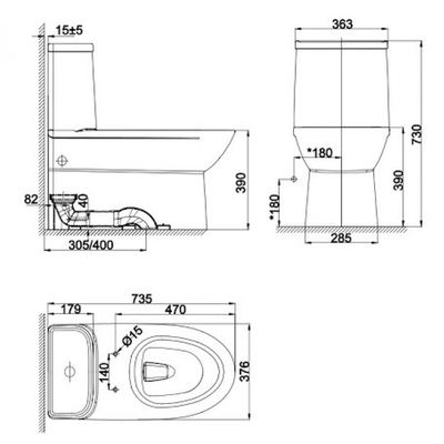 Bồn cầu 1 khối American Standard  WP-2073 nắp đóng êm