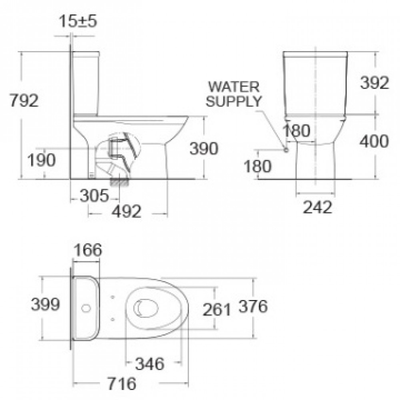 Bồn cầu 2 khối American Standard 2630-WT nắp đóng êm