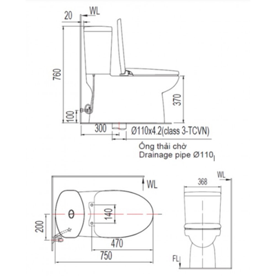 Bồn cầu 2 khối American Standard VF-2719 nắp đóng êm