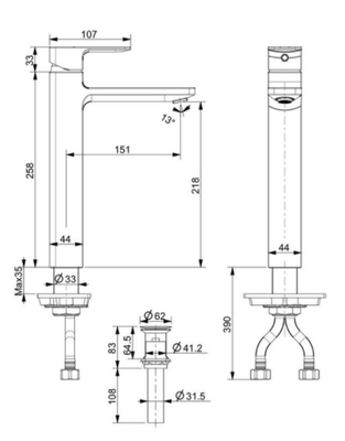 Vòi lavabo American Standard WF-1302 nóng lạnh cổ cao