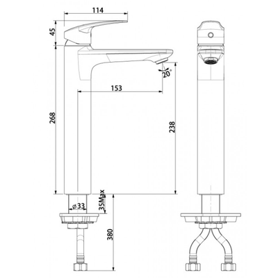 Vòi chậu lavabo American Standard WF-0902 cao cổ nóng lạnh