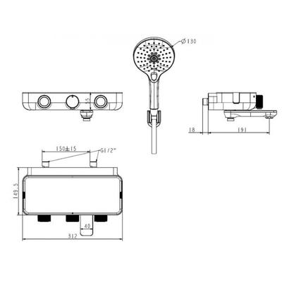 Bộ sen tắm American Standard WF-4954 cảm biến nhiệt