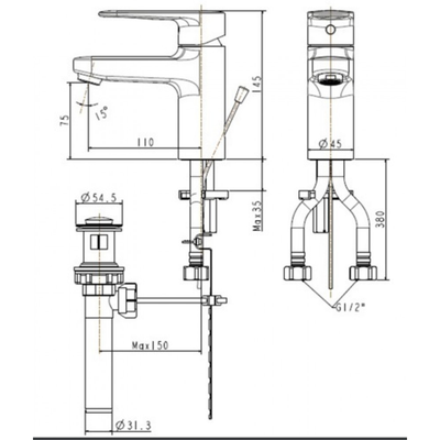 Vòi chậu lavabo American Standard WF-B201 nóng lạnh 