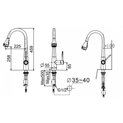 Vòi bếp American Standard WF-5644 nóng lạnh dây rút