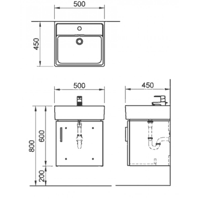 Bộ tủ chậu rửa lavabo INAX CB0504-5QF-B Rubik 