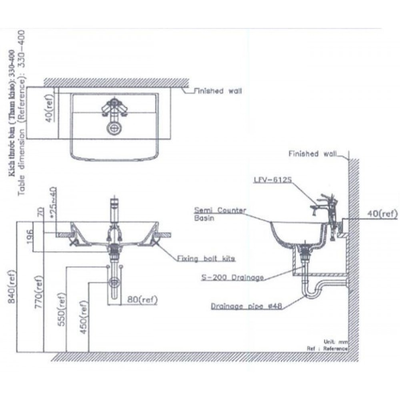 Chậu rửa lavabo INAX L-345V bán âm bàn