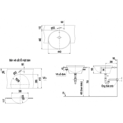 Chậu rửa lavabo INAX AL-333V bán âm AquaCeramic