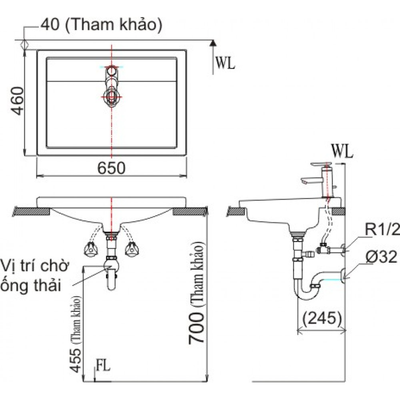 Chậu rửa lavabo INAX AL-2397V dương vành AquaCeramic