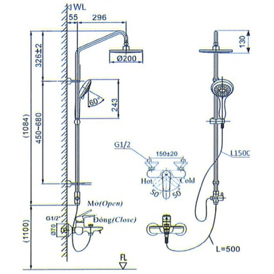 Sen tắm cây INAX BFV-1405S nóng lạnh