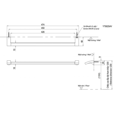 Thanh vắt khăn TOTO YT903S6V-copy